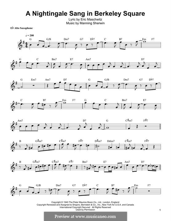 A Nightingale Sang in Berkeley Square: Для альтового саксофона by Eric Maschwitz, Manning Sherwin