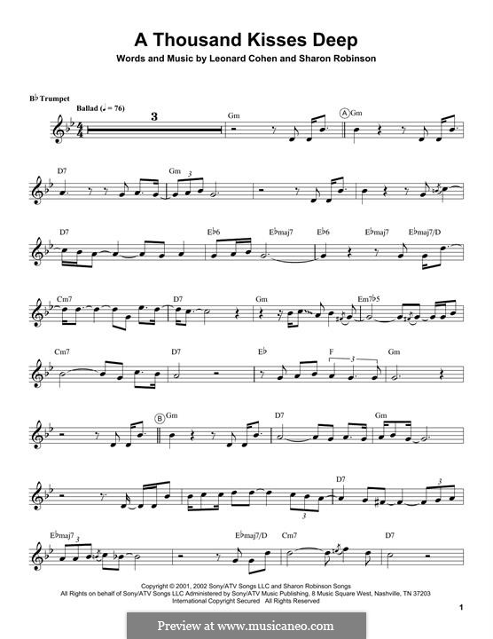 A Thousand Kisses Deep: For trumpet (Chris Botti) by Leonard Cohen, Sharon Robinson