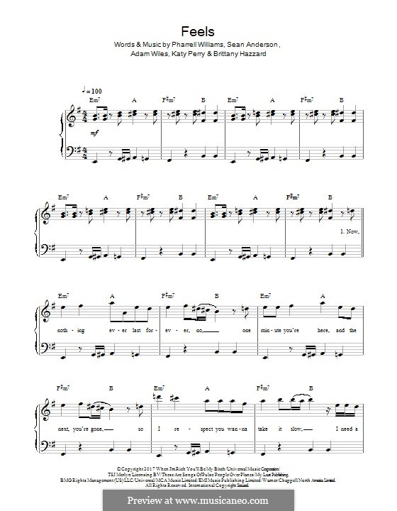Feels (Calvin Harris feat. Pharrell Williams): Для фортепиано by Adam Wiles, Katy Perry, Pharrell Williams, Sean Anderson, Brittany Hazzard
