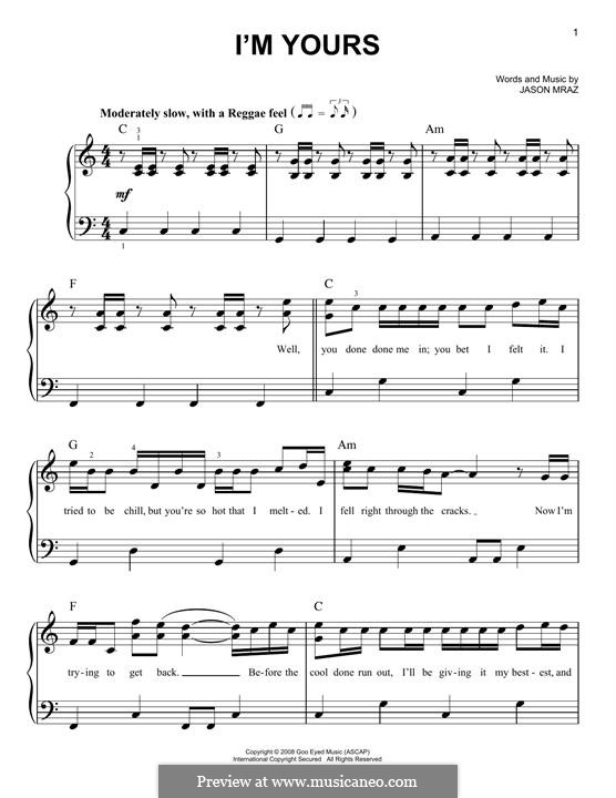 I'm Yours: Для фортепиано by Jason Mraz