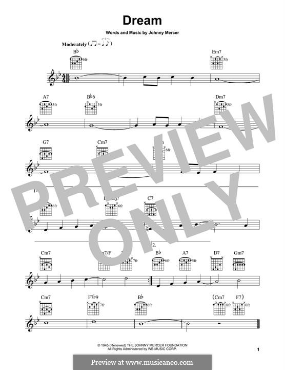Dream (Frank Sinatra): Гитарная табулатура by Johnny Mercer