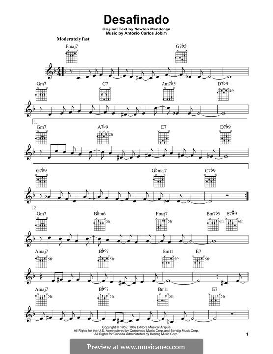 Desafinado (Slightly Out of Tune): Гитарная табулатура by Antonio Carlos Jobim