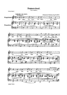 Романсы и песни, Op.84: No.1 Sommerabend (Summer Evening) by Иоганнес Брамс