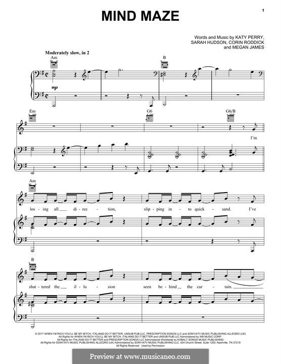 Mind Maze: Для голоса и фортепиано (или гитары) by Katy Perry, Sarah Hudson, Corin Roddick, Megan James