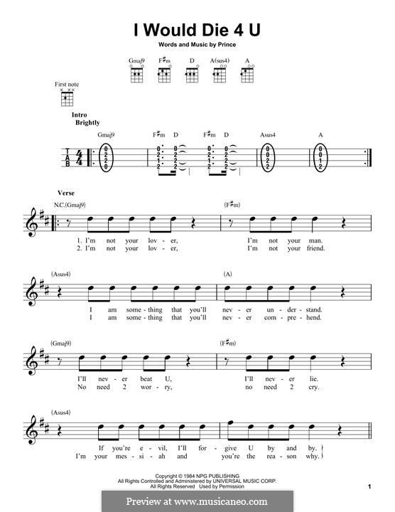 I Would Die 4 U: Для укулеле by Prince
