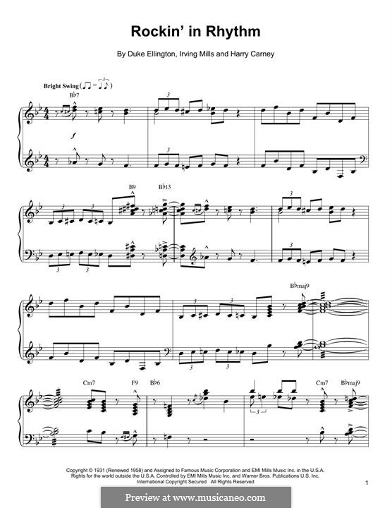 Rockin' in Rhythm (Duke Ellington): For piano (Oscar Peterson) by Irving Mills, Harry Carney