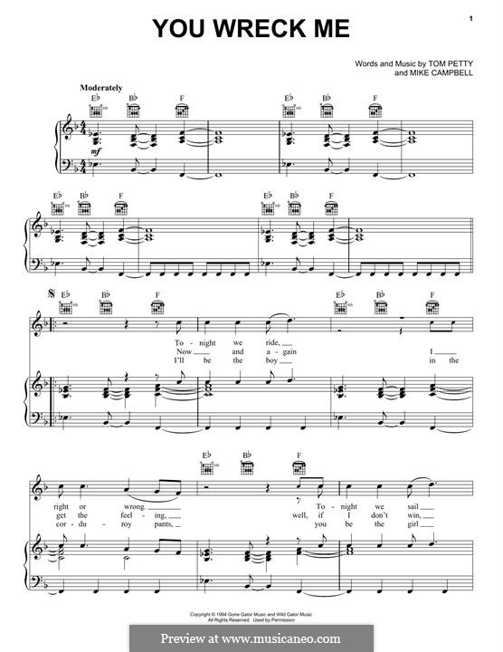 You Wreck Me: Для голоса и фортепиано (или гитары) by Mike Campbell, Tom Petty