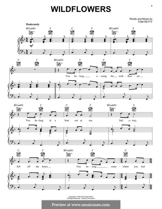 Wildflowers: Для голоса и фортепиано (или гитары) by Tom Petty