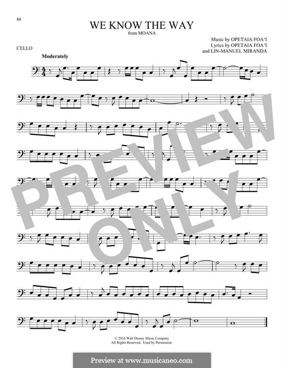 We Know The Way (from Moana): Для виолончели by Lin-Manuel Miranda, Mark Mancina, Opetaia Foa'i