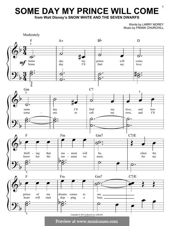Some Day My Prince Will Come (from Snow White and The Seven Dwarfs): Для фортепиано by Frank Churchill