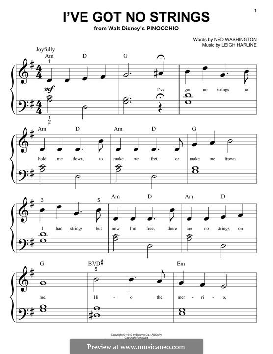 I've Got No Strings (from Walt Disney's Pinocchio): Для фортепиано by Leigh Harline