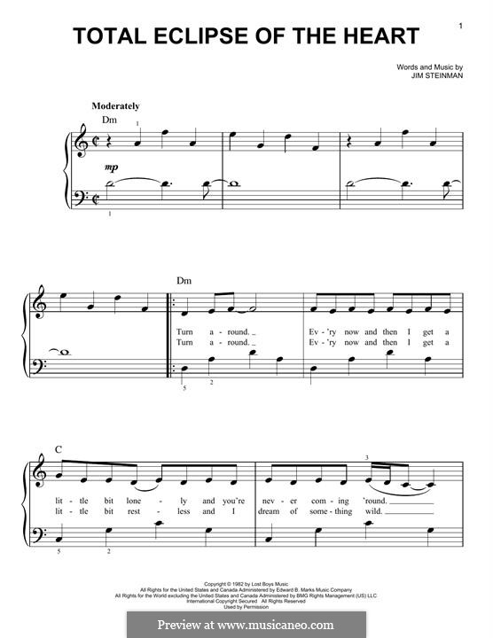 Total Eclipse of the Heart (Bonnie Tyler): Для фортепиано by Jim Steinman