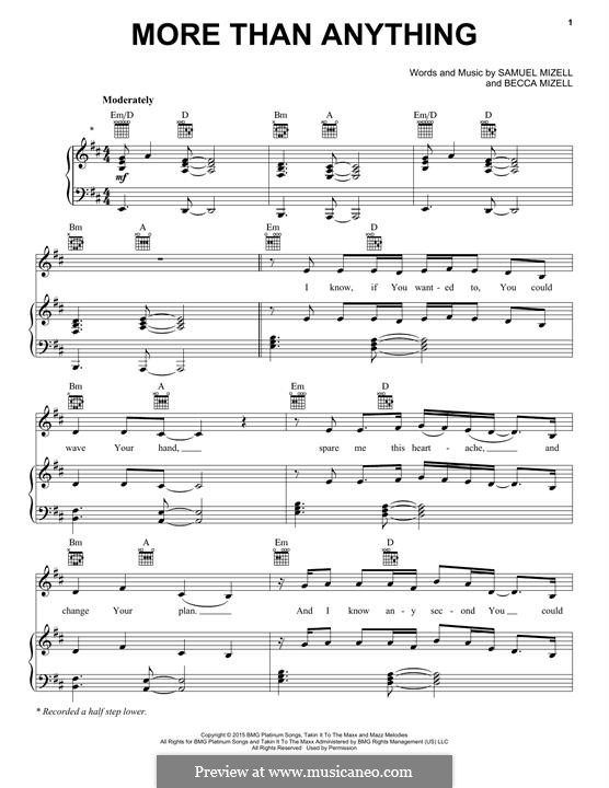 More Than Anything (Natalie Grant): Для голоса и фортепиано (или гитары) by Becca Mizell, Samuel Mizell
