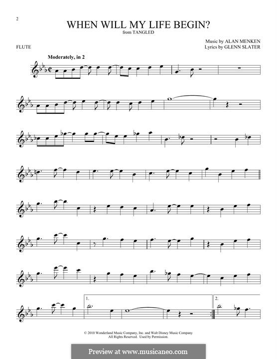 When Will My Life Begin? (from Disney's Tangled): Для флейты by Alan Menken
