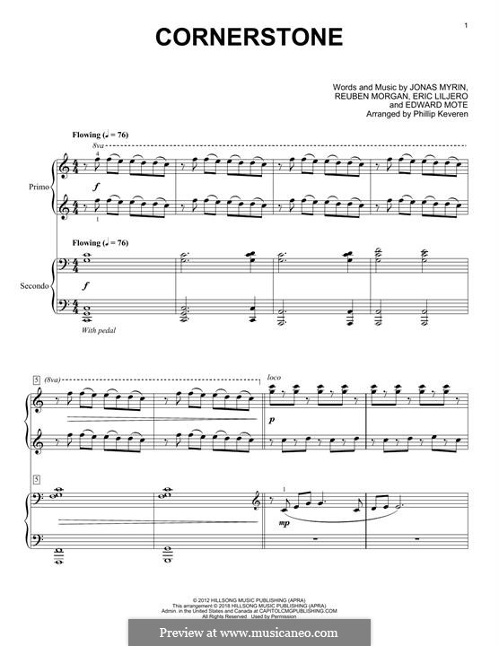 Cornerstone (Hillsong): Для фортепиано в 4 руки by Jonas Myrin, Reuben Morgan, Eric Liljero