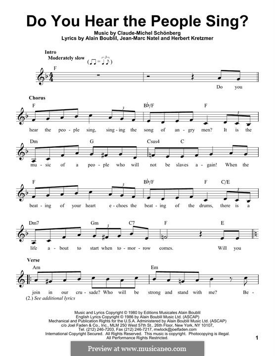 Do You Hear the People Sing: Мелодия by Claude-Michel Schönberg