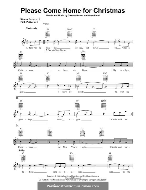Please Come Home for Christmas (The Eagles): Гитарная табулатура by Charles Brown, Gene Redd