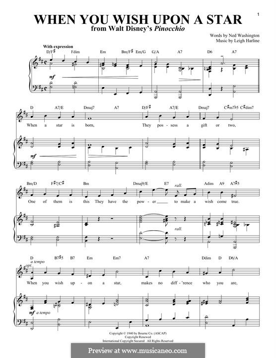 When You Wish Upon a Star (from Disney's Pinocchio): Для голоса и фортепиано by Leigh Harline