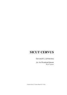 Sicut cervus: For windwood quartet - with. parts by Джованни да Палестрина