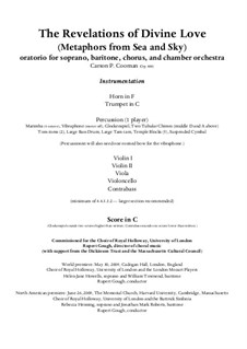 The Revelations of Divine Love (Metaphors from Sea and Sky), an oratorio for soprano, baritone, chorus and chamber orchestra, Op.800: Full score only by Carson Cooman