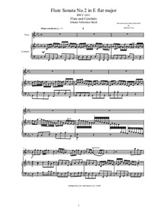 Соната для флейты и клавесина No.2 ми-бемоль мажор, BWV 1031: Партитура, сольная партия by Иоганн Себастьян Бах