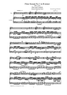 Соната для флейты и клавесина No.1 си минор, BWV 1030: Партитура, сольная партия by Иоганн Себастьян Бах