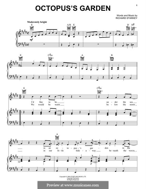 Octopus's Garden (The Beatles): Для голоса и фортепиано (или гитары) by Ringo Starr