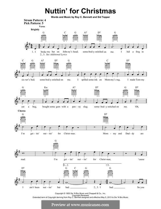 Nuttin' for Christmas: Гитарная табулатура by Sid Tepper
