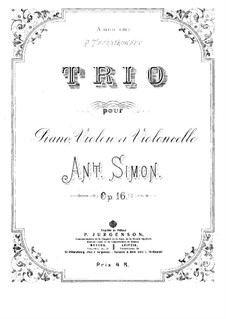 Фортепианное трио ре минор, Op.16: Партитура by Антон Симон