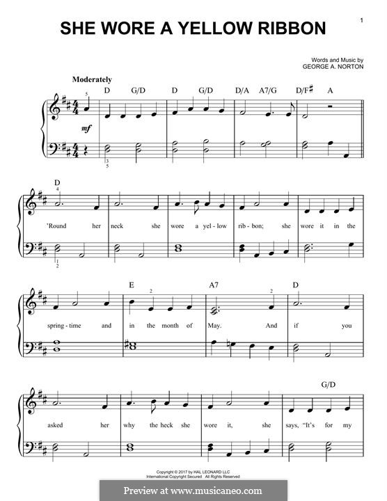 She Wore a Yellow Ribbon: Для фортепиано by George A. Norton