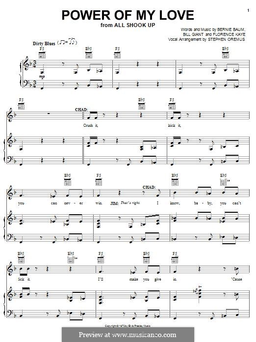 Power of My Love (Elvis Presley): Для голоса и фортепиано (или гитары) by Bernie Baum, Bill Giant, Florence Kaye