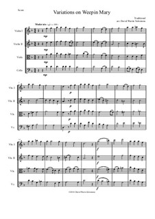 Weepin' Mary: Variations, for string quartet by folklore
