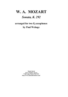 Соната для фагота и виолончели си-бемоль мажор, K.292: Version for two Eb saxophones by Вольфганг Амадей Моцарт