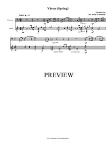 Две элегические мелодии, Op.34: No.2 Våren (Spring), for bassoon and guitar by Эдвард Григ