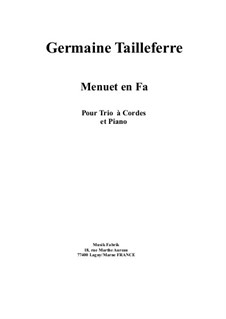 Menuet en Fa: For piano quartet by Germaine Tailleferre
