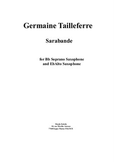 Sarabande: For soprano saxophone and alto saxophone by Germaine Tailleferre