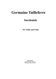 Sarabande: For violin and viola by Germaine Tailleferre