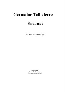 Sarabande: For 2 Bb clarinets by Germaine Tailleferre