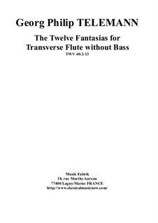 Двенадцать фантазий для солирующей флейты, TWV 40:2-13: For a single performer, edited by Paul Wehage by Георг Филипп Телеманн