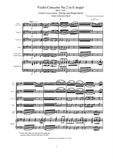 Концерт для скрипки, струнных и бассо континуо No.2 ми мажор, BWV 1042: Партитура, Партии by Иоганн Себастьян Бах