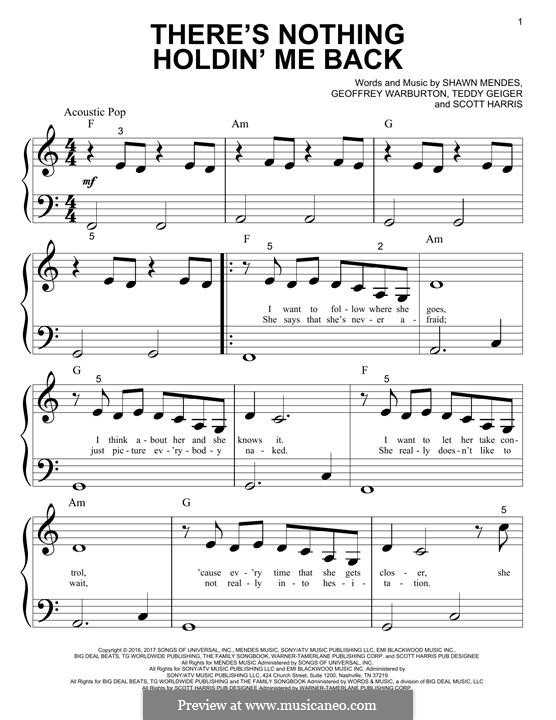 There's Nothing Holdin' Me Back: Для фортепиано (легкий уровень) by John Theodore Geiger, Scott Harris, Shawn Mendes, Geoffrey Warburton