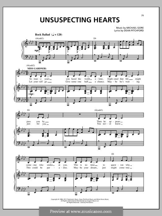 Carrie: The Musical: Unsuspecting Hearts by Michael Gore