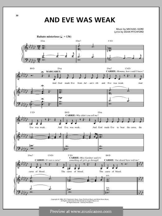 Carrie: The Musical: And Eve Was Weak by Michael Gore