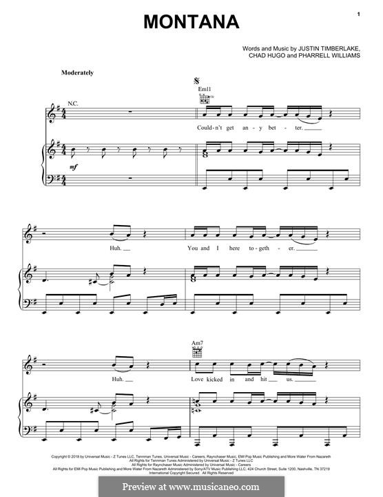 Montana: Для голоса и фортепиано (или гитары) by Charles Edward Hugo, Justin Timberlake, Pharrell Williams