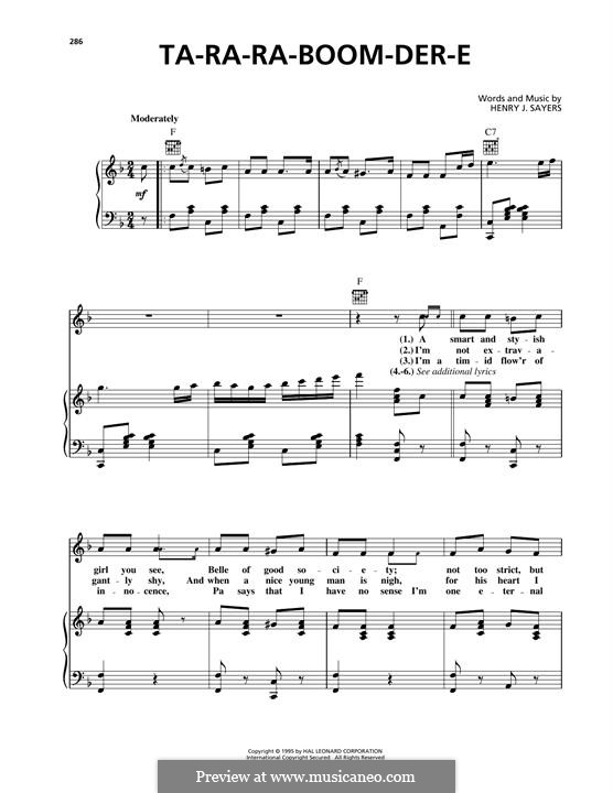 Ta-Ra-Ra-Boom-Der-E: Для голоса и фортепиано (или гитары) by Henry J. Sayers