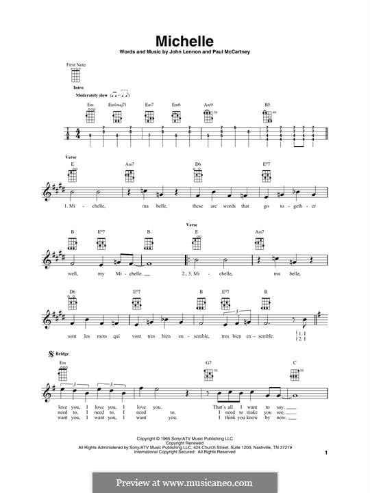 Michelle (The Beatles), for One Instrument: Для укулеле by John Lennon, Paul McCartney