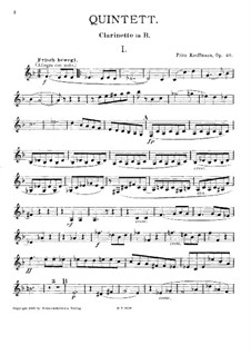 Квинтет для духовых ми-бемоль мажор, Op.40: Партия кларнета by Фриц Кауфман