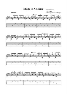 Двадцать четыре упражнения для гитары, Op.35: Этюд No.9 (with tablature) by Фернандо Сор