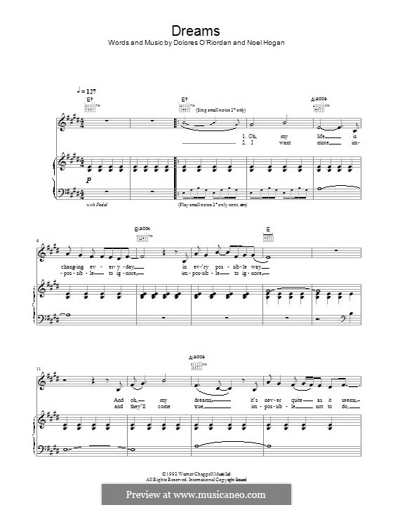 Dreams (The Cranberries): For piano (Winner of The Voice 2018) by Dolores O'Riordan, Noel Hogan