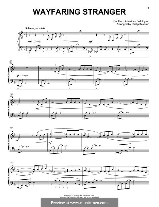 Wayfaring Stranger: For piano (classical version) by folklore